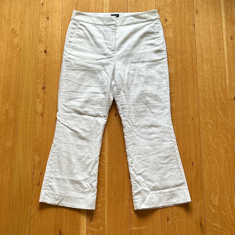 J. Crew Factory Women's White Linen-Blend Kelsey Flare Pant
